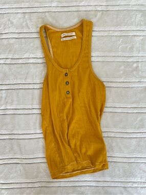 Urban Outfitters Mustard Yellow Ribbed Henley Tank Top